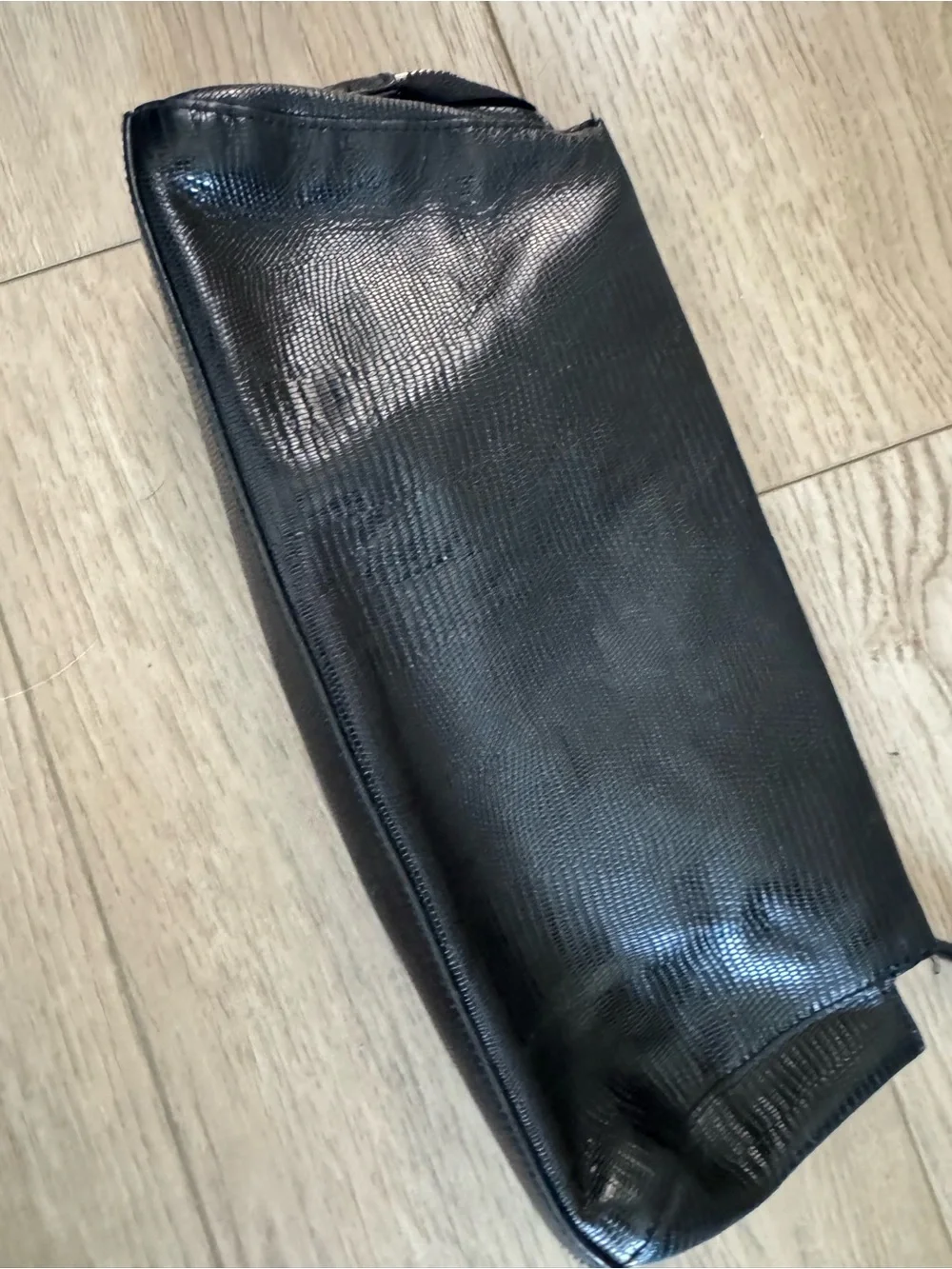 Lauren Ralph Lauren Black Embossed Leather Shoulder Bag Clutch